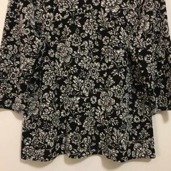 90s Vintage Floral Print Lacy 3/4 Sleeve Top - Picture 7 of 16